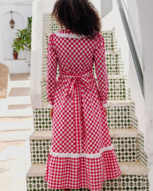Pink City Prints Esme Dress Berry Gingham