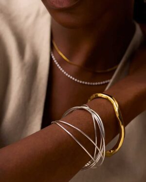 Polished-Hammered-Bangle