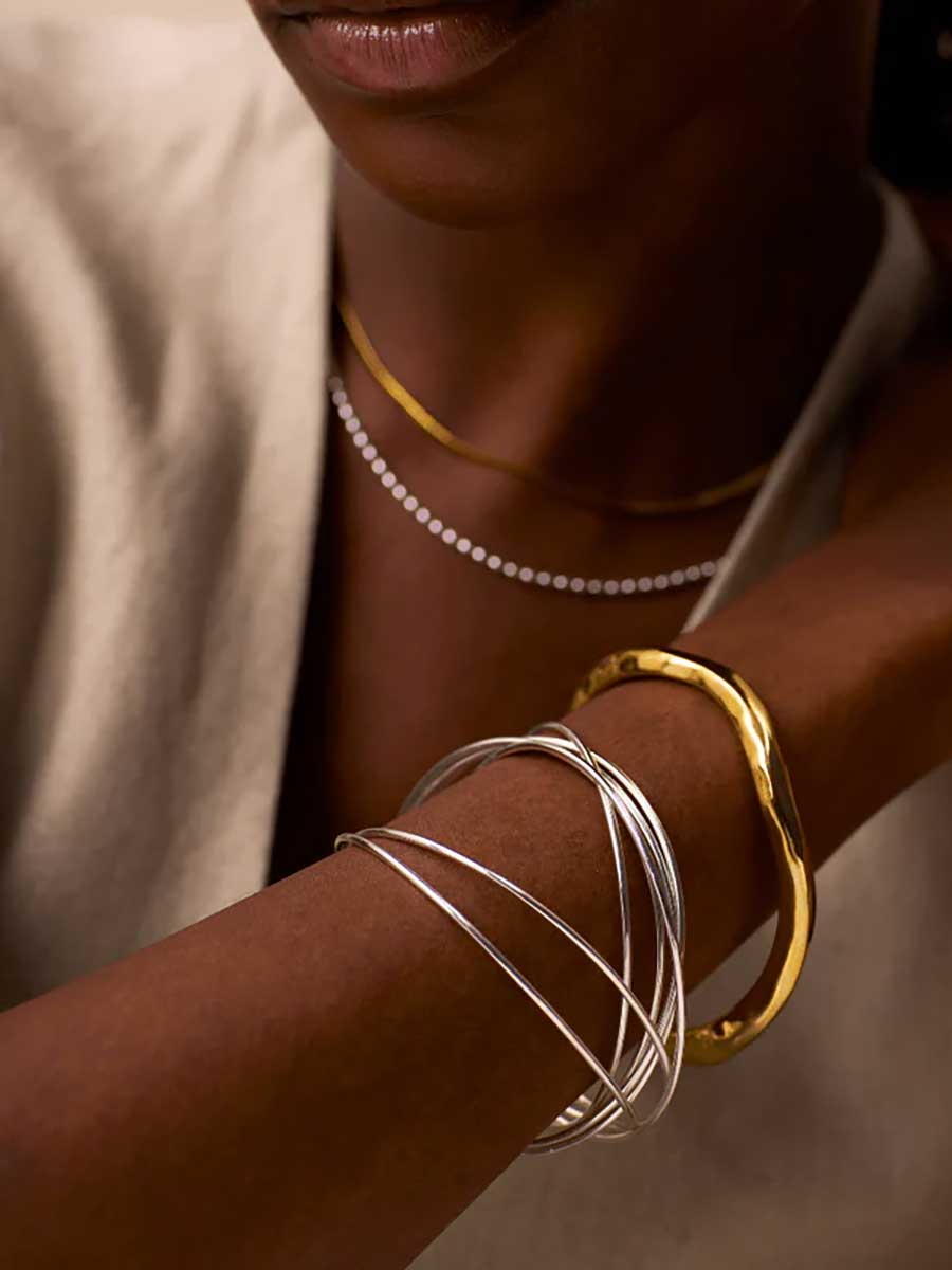 Polished-Hammered-Bangle