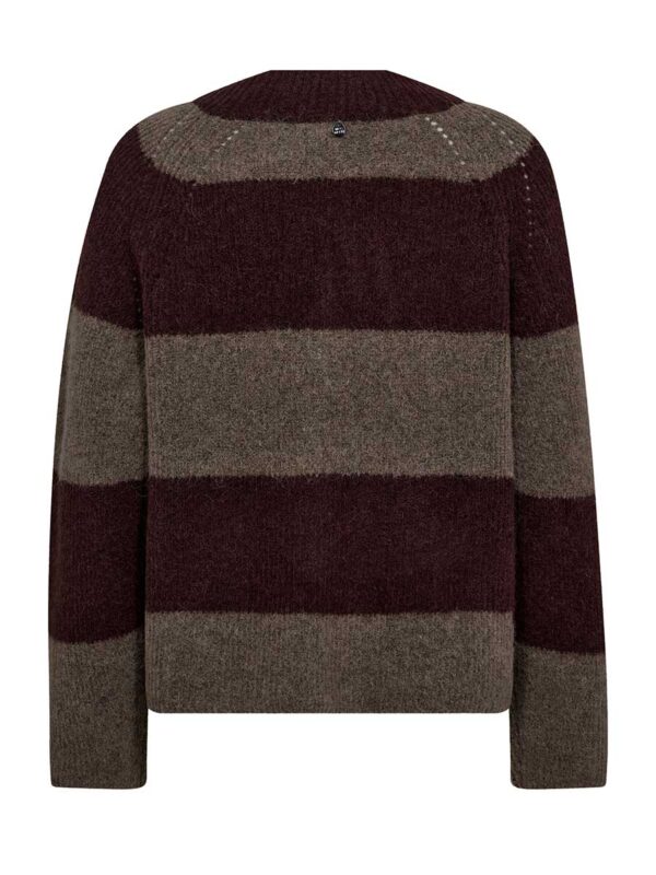 Mos Mosh Taci Stripe V Neck Knit Fudge - Image 2