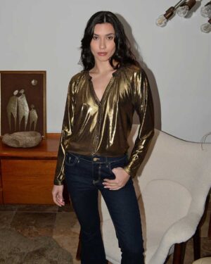 Feather-Blouse-Gold