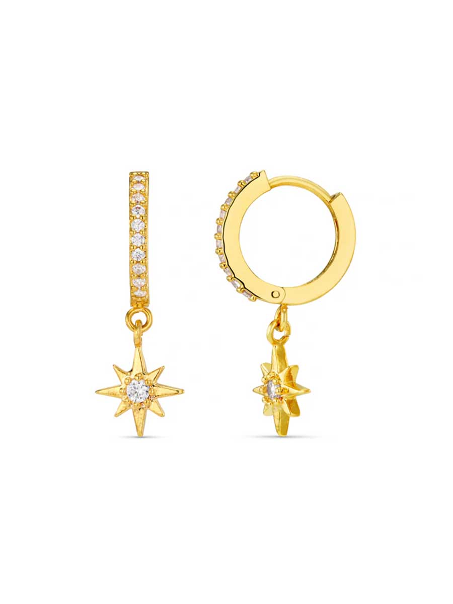 Orelia London Pavé Starburst Huggie Hoop Earrings