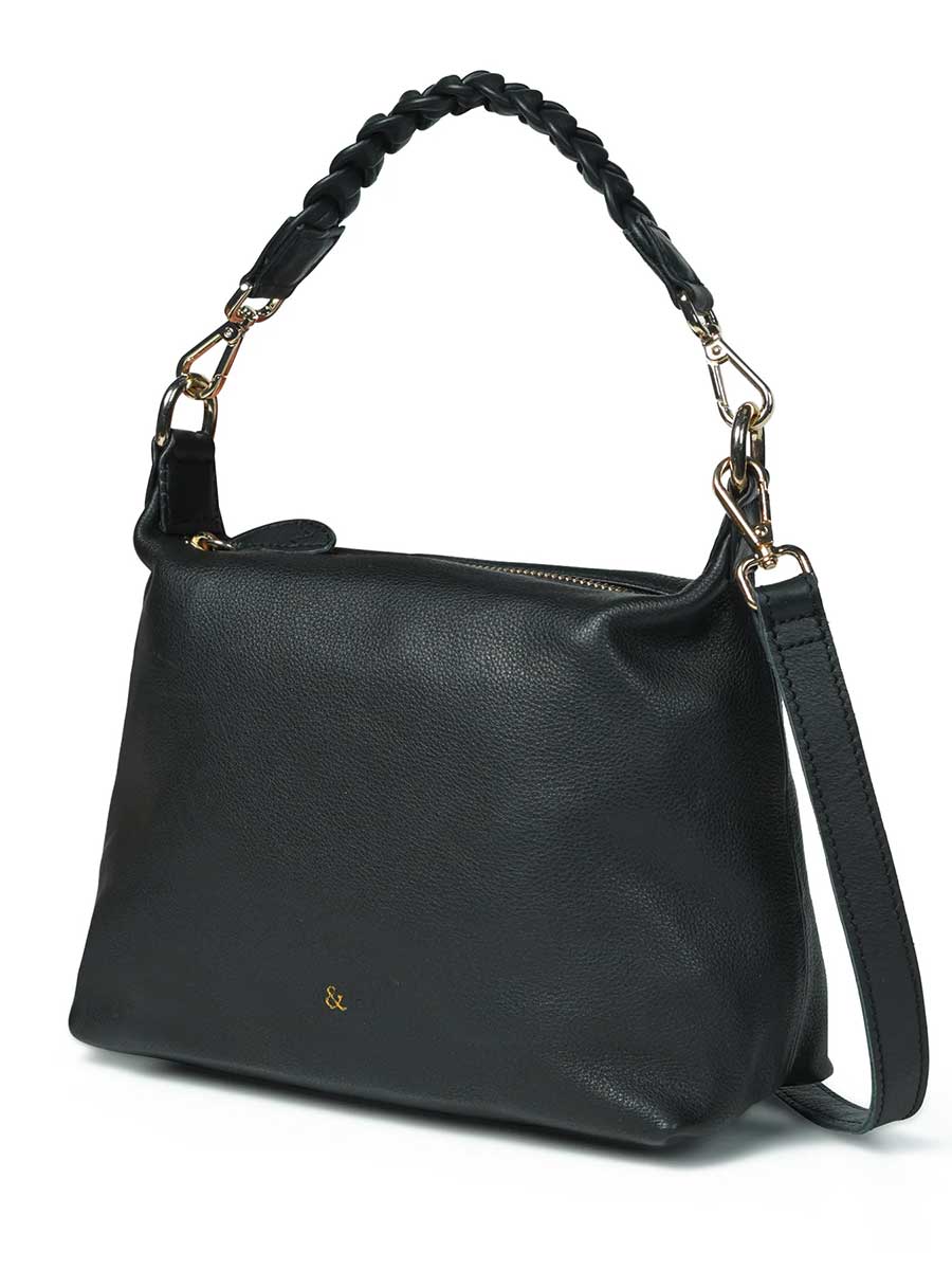 Bell & Fox Hallie Slouch Crossbody Bag Black Leather - Image 3
