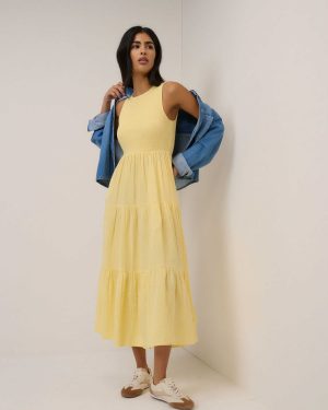 Nobody's Child Butter Yellow Sleeveless Charlie Midi Dress