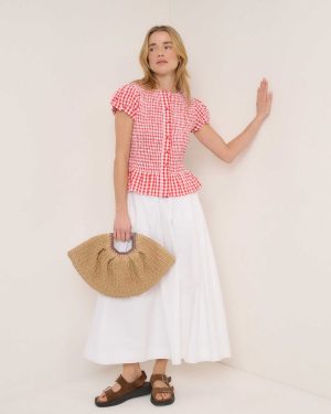 Nobody's Child Red Gingham Puff Sleeve Blouse