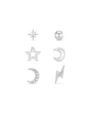 Orelia London Celestial Stud Pack Ear Party - Silver