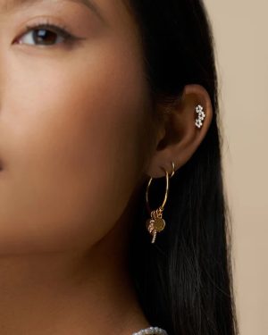 Orelia London Eclectic Mixed Charm Mid-Size Hoop Earrings