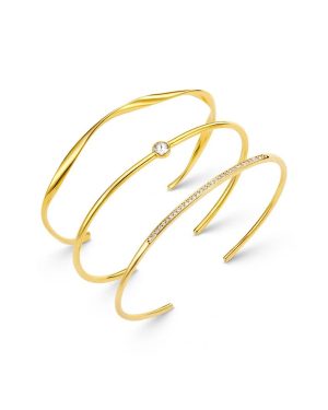 Orelia London Fine Crystal & Wave Wrist Stacking Set