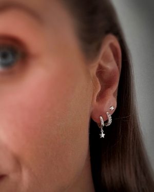 Orelia London Lightning and Star Ear Stacking Set - Silver