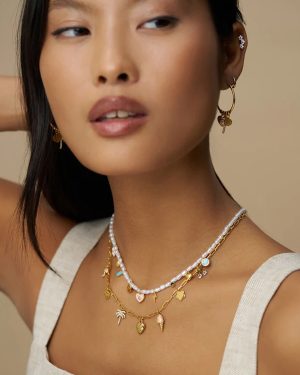 Orelia London Mixed Eclectic Pavé Charm Necklace