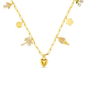 Orelia London Mixed Eclectic Pavé Charm Necklace