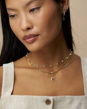 Orelia London Pavé Flower Happy Face Charm Necklace