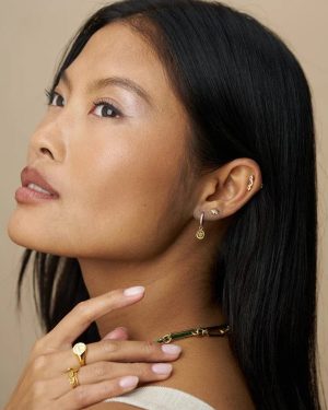 Orelia London Happy Face Pavé Micro Hoop Earrings