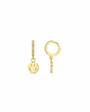 Orelia London Happy Face Pavé Micro Hoop Earrings