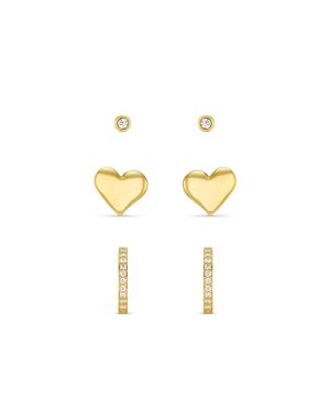 Orelia London Molten Heart & Pavé Hoop Ear Stacking Set