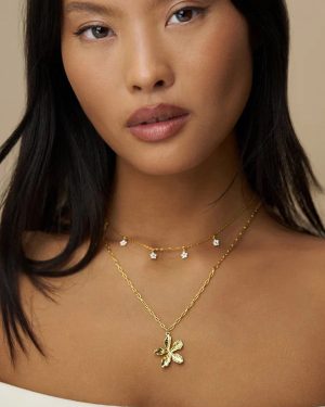 Orelia London Crystal Flower Multi Drop Charm Necklace