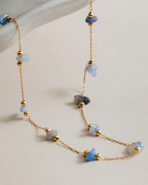 Orelia London Semi-Precious Sodalite Stationed Chip Necklace