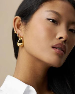 Orelia London Statement Taper Metal Hoop Earrings - Gold
