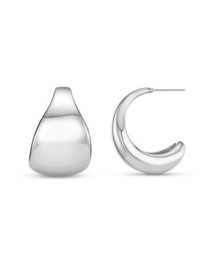 Orelia London Statement Taper Metal Hoop Earrings - Silver