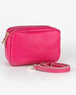 Naomi Italian Leather Crossbody Bag Raspberry Pebbled
