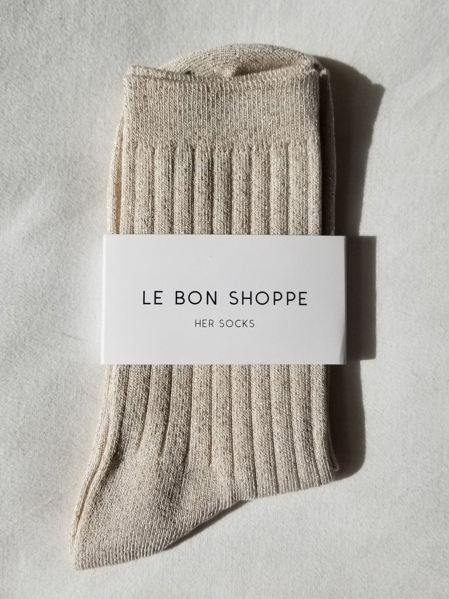 Le Bon Shoppe Her Socks (Glitter) Ivory Gold - Image 5