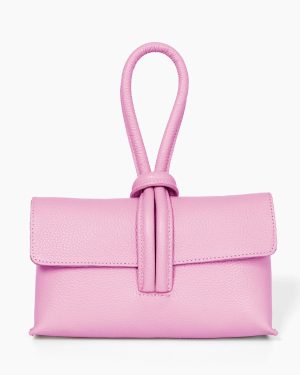 Trixie Clutch Bag Pebbled Italian Leather in Hot Pink