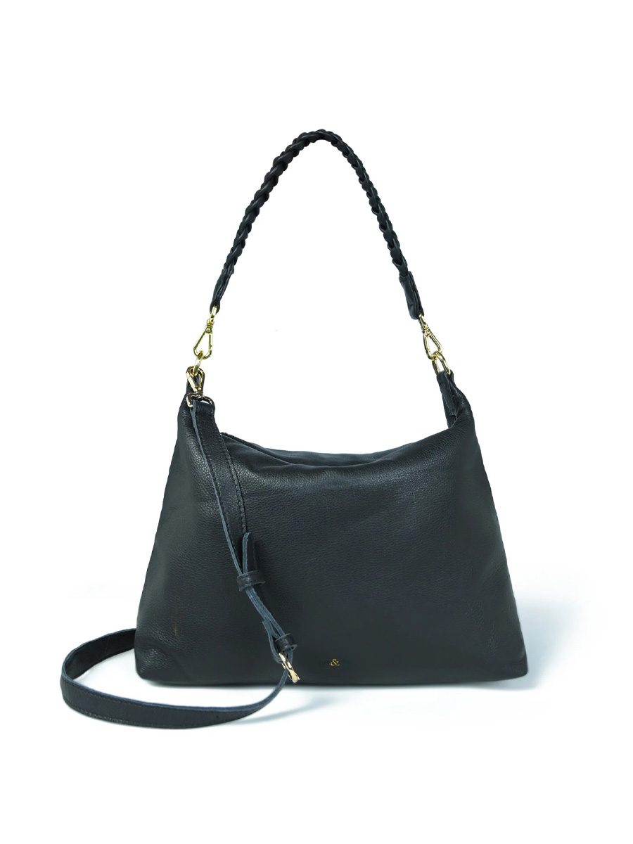 Bell & Fox Ettie Large Slouch Crossbody Bag Black Leather - Image 2